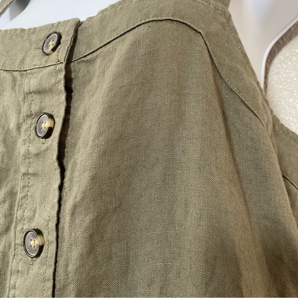 Everlane Olive Green Button-Front Linen Jumpsuit - Picture 4 of 8